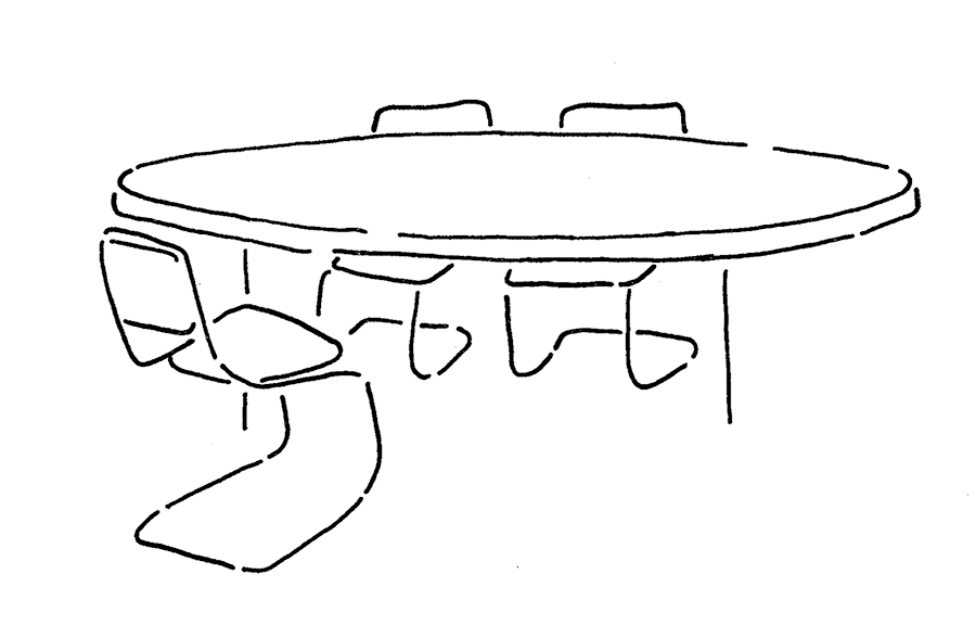 Onderhandelen-vertrekregeling-tafels-stoelen